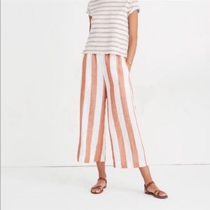 Madewell Huston wide leg crop pants rust orange & white stripes high rise XS
